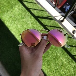 Ray ban round metal rose gold